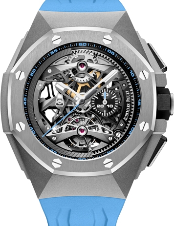 Review Audemars Piguet Replica 26587TI.OO.D031CA.01 Tourbillon Chronograph Openworked Selfwinding watch